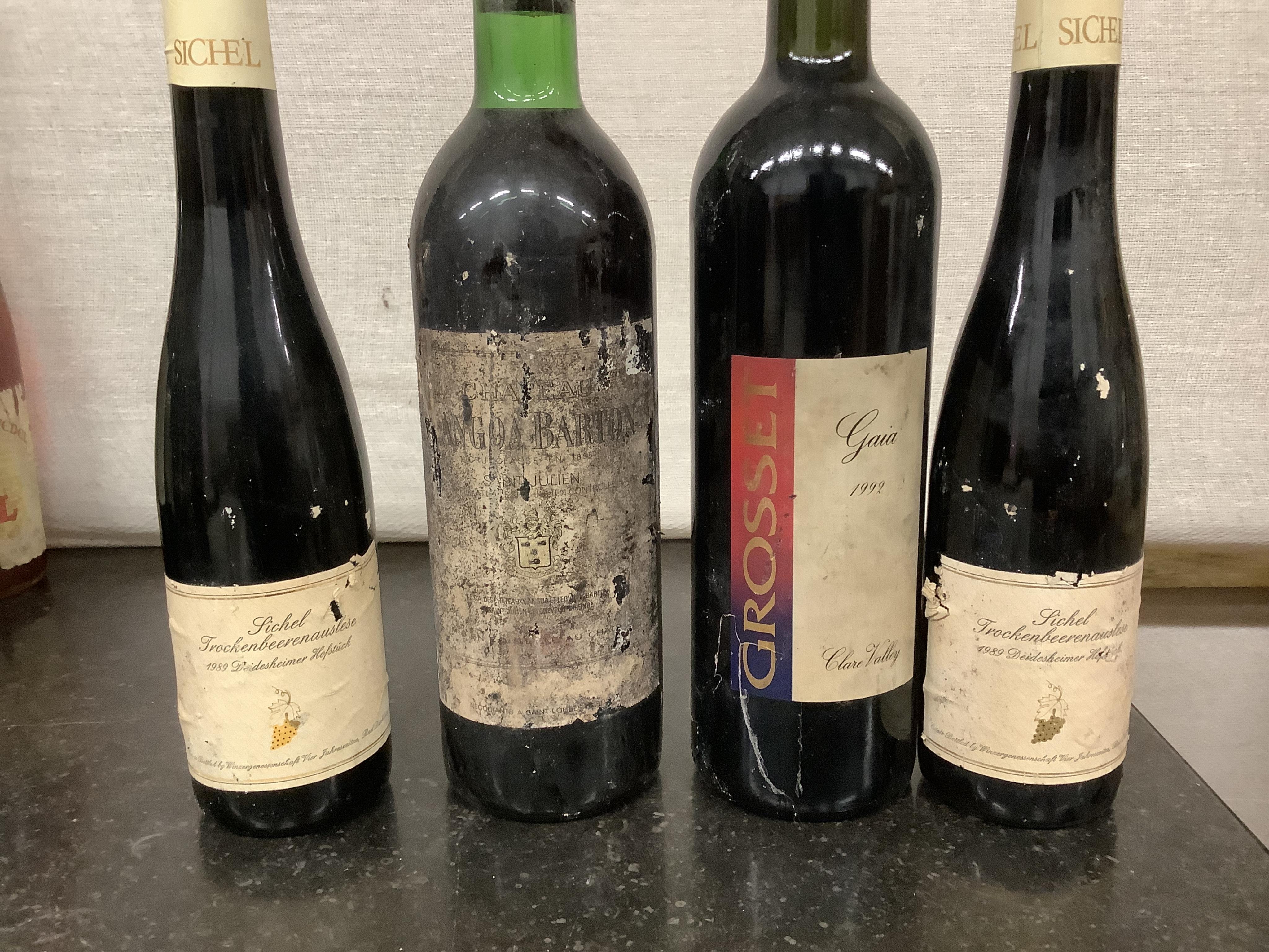 Forty one assorted bottles of wine. Condition - fair, many labels degraded, from a local private cellar)
